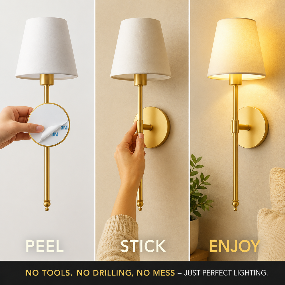 Long peel-and-stick wall lights