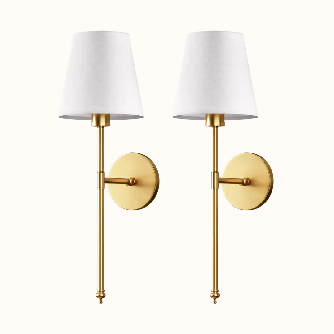 Gold wireless peel & stick wall sconces with rechargeable bulbs